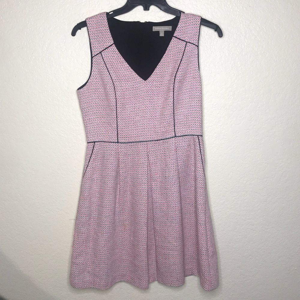 Banana republic pink tweed fit and flare dress